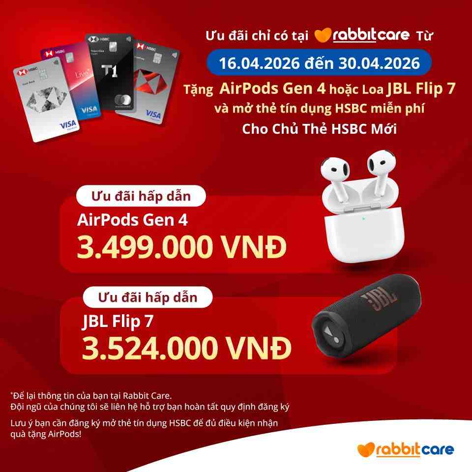 mở thẻ hsbc nhận tai nghe AirPods/ loa JBL