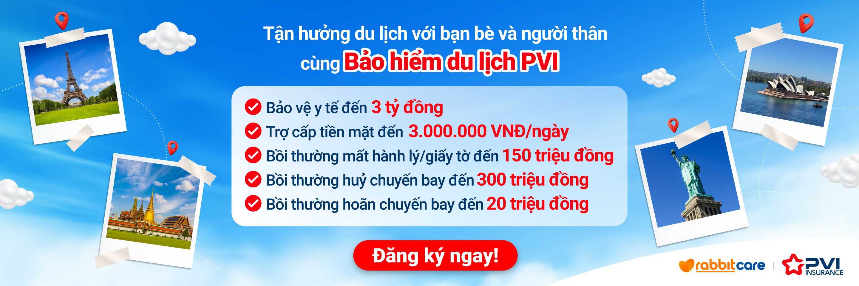 Ưu đãi bảo hiểm du lịch quốc tế PVI