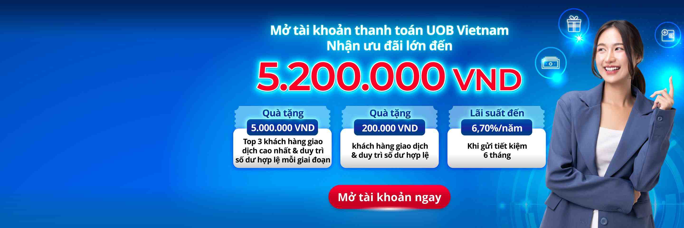 mở tài khoản UOB nhận quà đến 5,2 triệu đồng