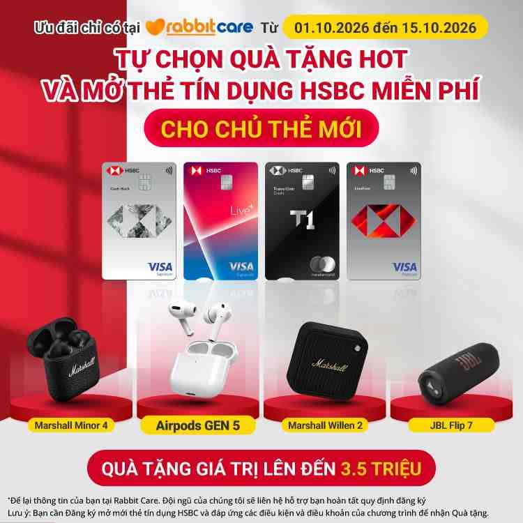 mở thẻ tín dụng HSBC nhận tai nghe