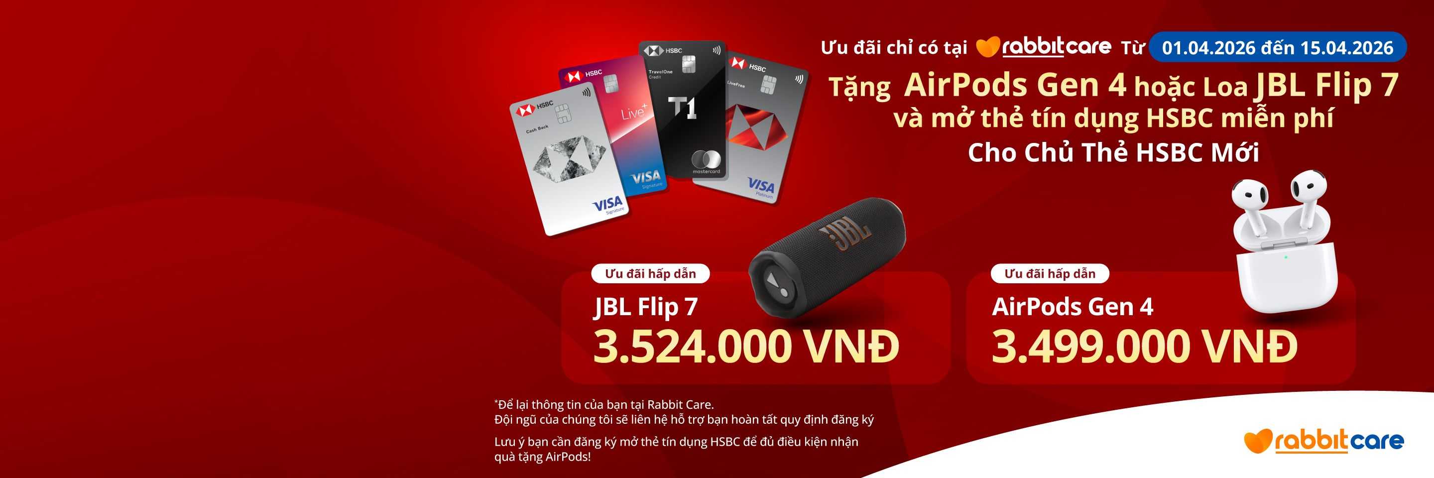 Mở thẻ tín dụng HSBC nhận AirPod Gen 4/Loa JBL
