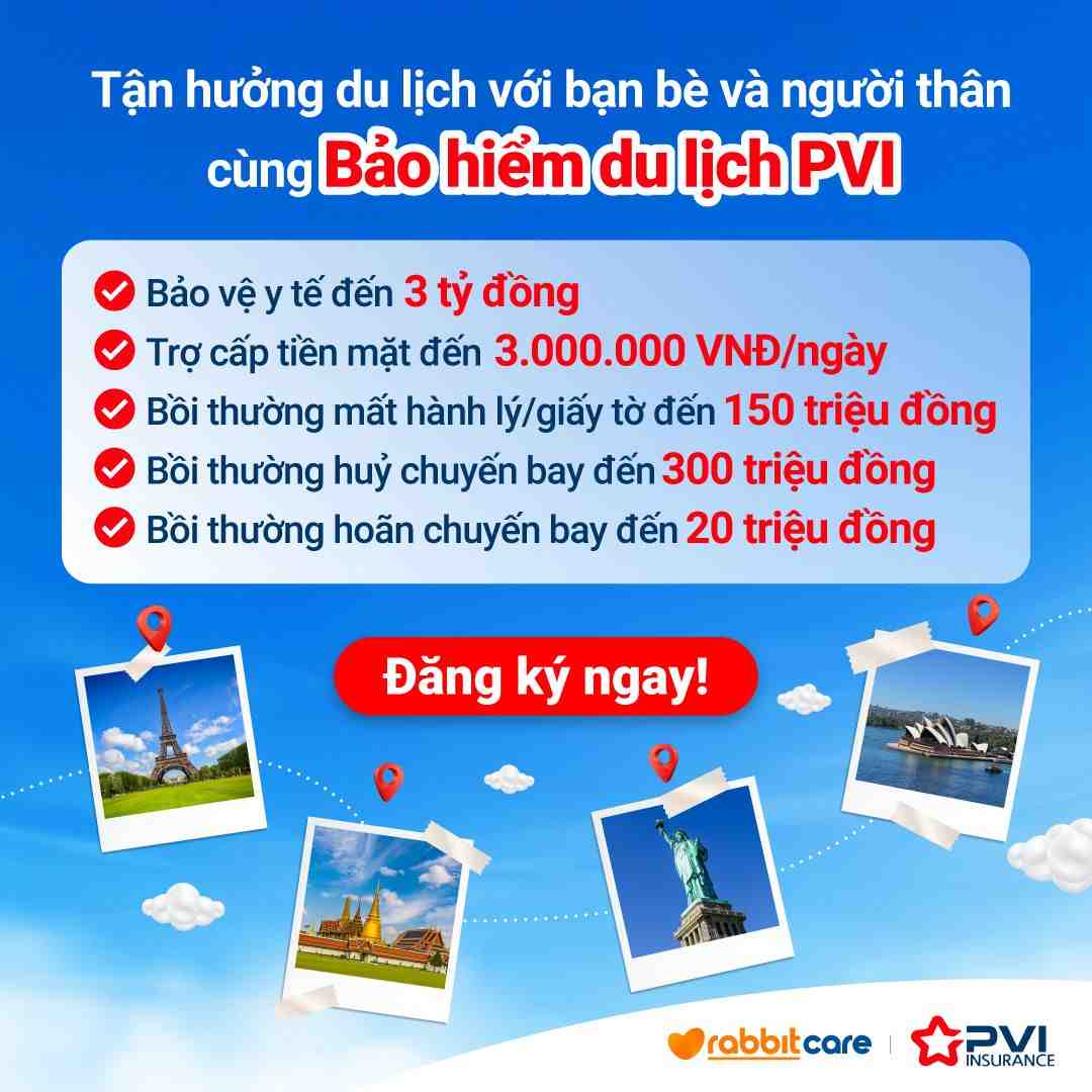 Ưu đãi mua bảo hiểm du lịch quốc tế PVI